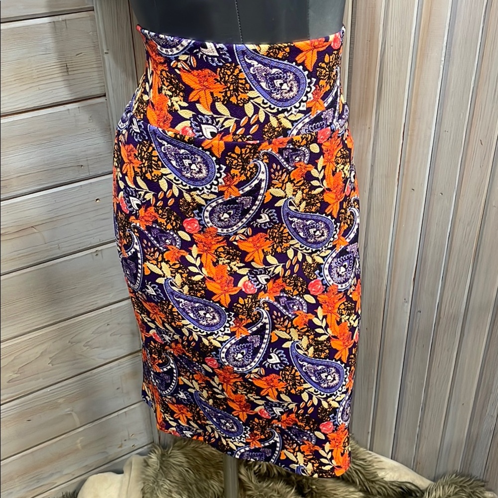 LuLaRoe Orange and Purple Midi Pencil Skirt Resort Wear